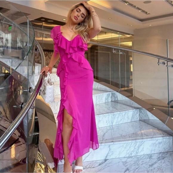 ZARA BLOGGER FAVORITE RUFFLED MIDI SLIP DRESS